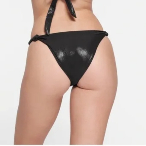 SKIMS Liquid Shine Swim Bikini Bottom Panty Onyx Black Medium NWT - Picture 4 of 7